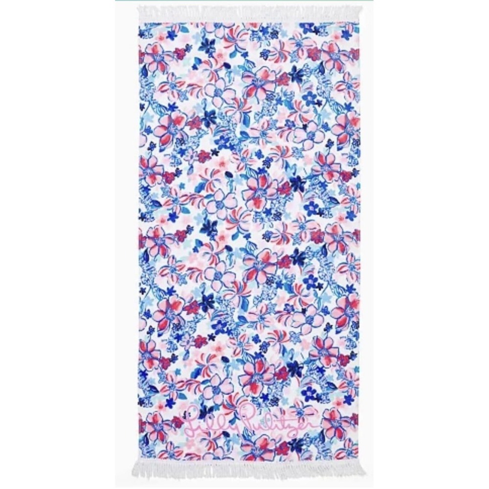LILLY PULITZER  Tassel Velour Terry Beach Towel  PARTY LIKE A LOBSTAR  NEW